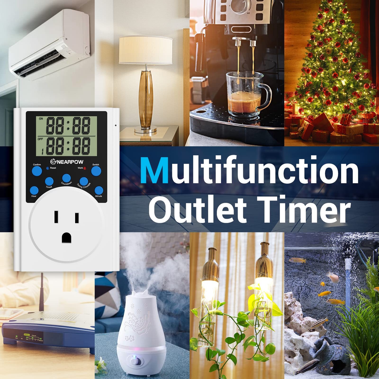 Timer Outlet Multifunctional Infinite Cycle Programmable Digital 3 Prong Plug