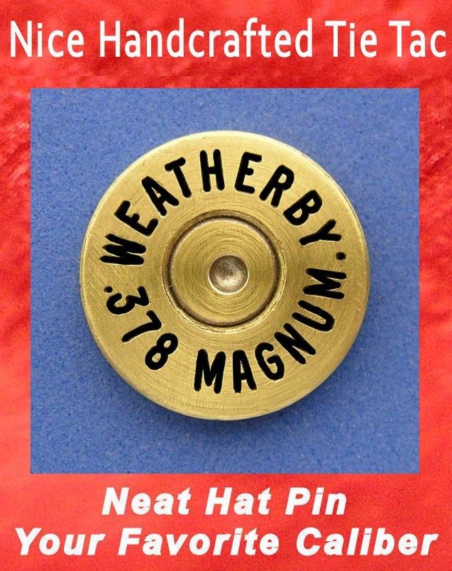 Weatherby 378 MAGNUM Brass Hat Pin Tie Tac Jacket Pin Bullet Ammo