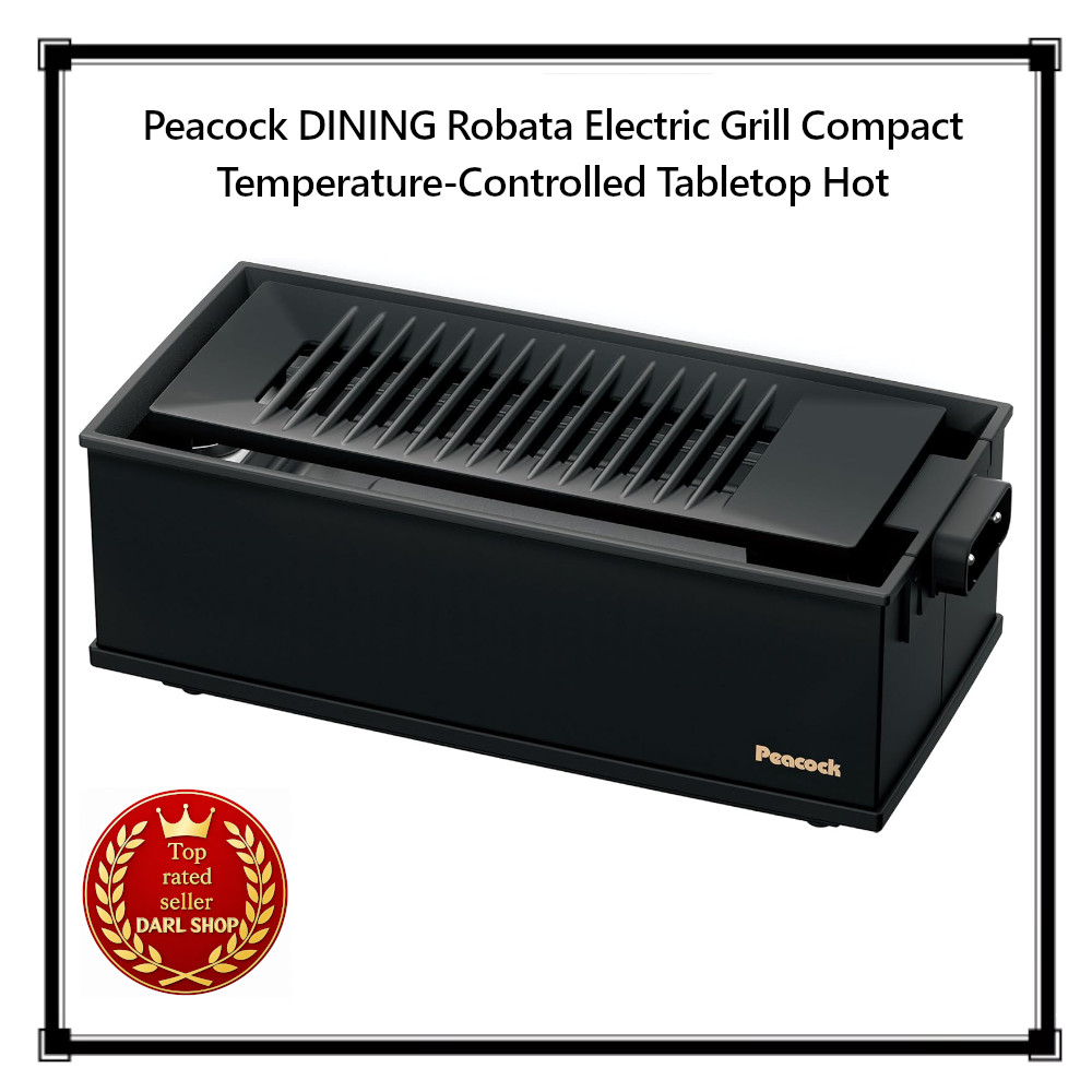 Peacock DINING Robata Electric Grill Compact Temperature-Controlled Tabletop Hot