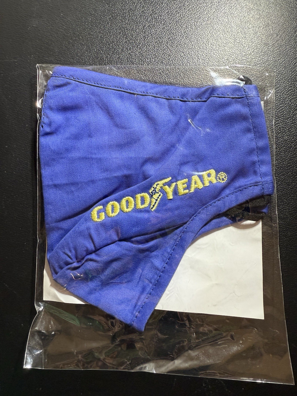 GOODYEAR Blue FACE MASK with Yellow Embroidered Logo 100% Cotton Mask