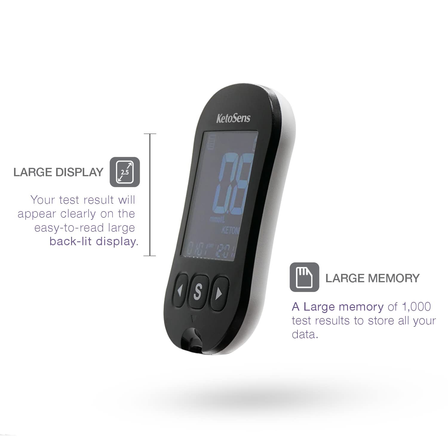 KetoSens Blood Ketone Bluetooth Monitoring System: Meter, Lancing Device, Case