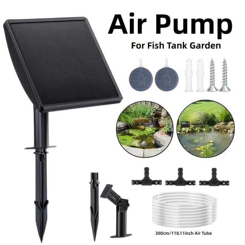 Solar aerator,Solar air pump -2000mAh solar pond pump, equipped with 2 bubble,n
