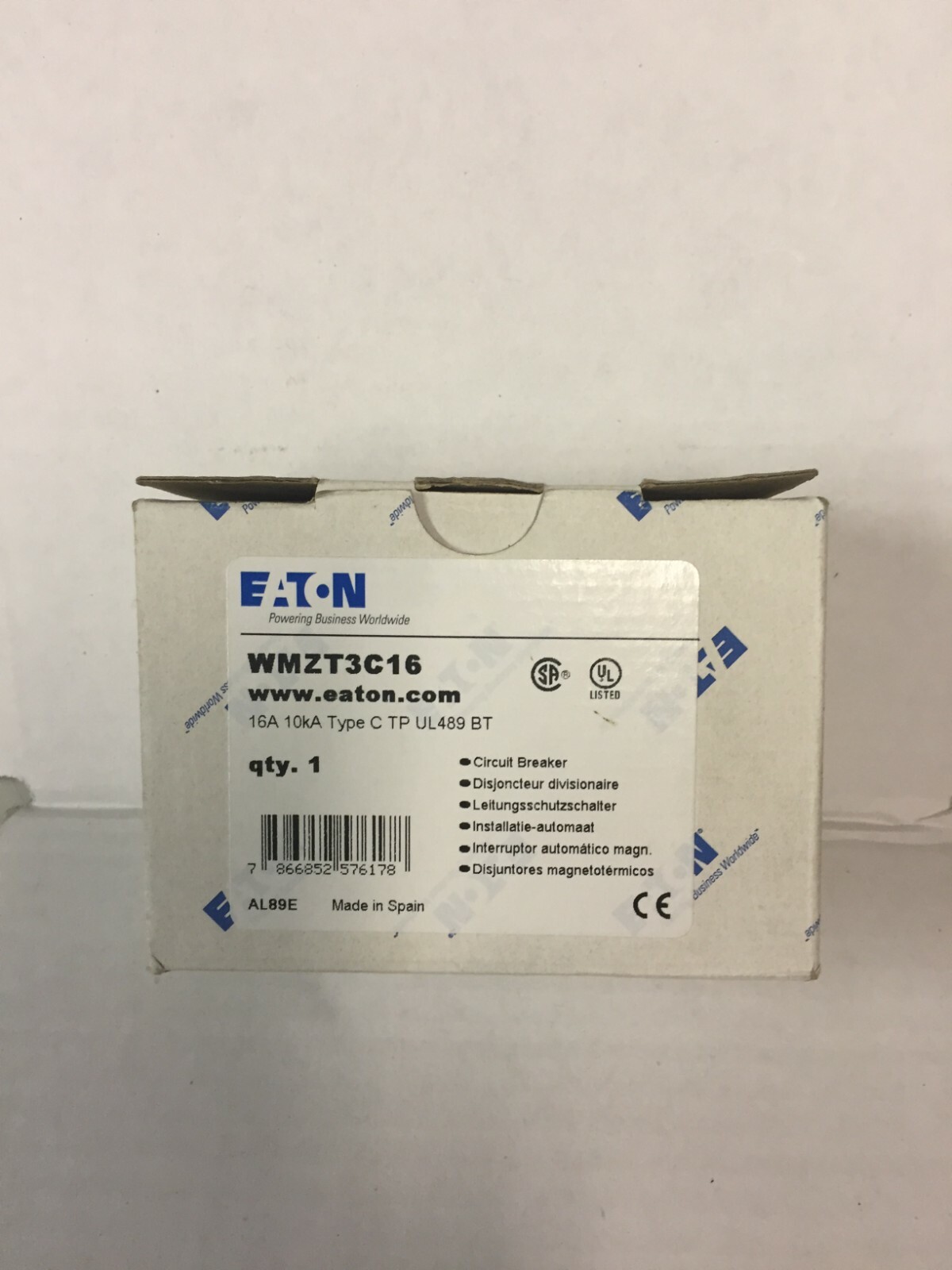 EATON MINIATURE CIRCUIT BREAKER WMZT3C16 WAZ SERIES 16AMP 480/277/208 AC 3 POLE