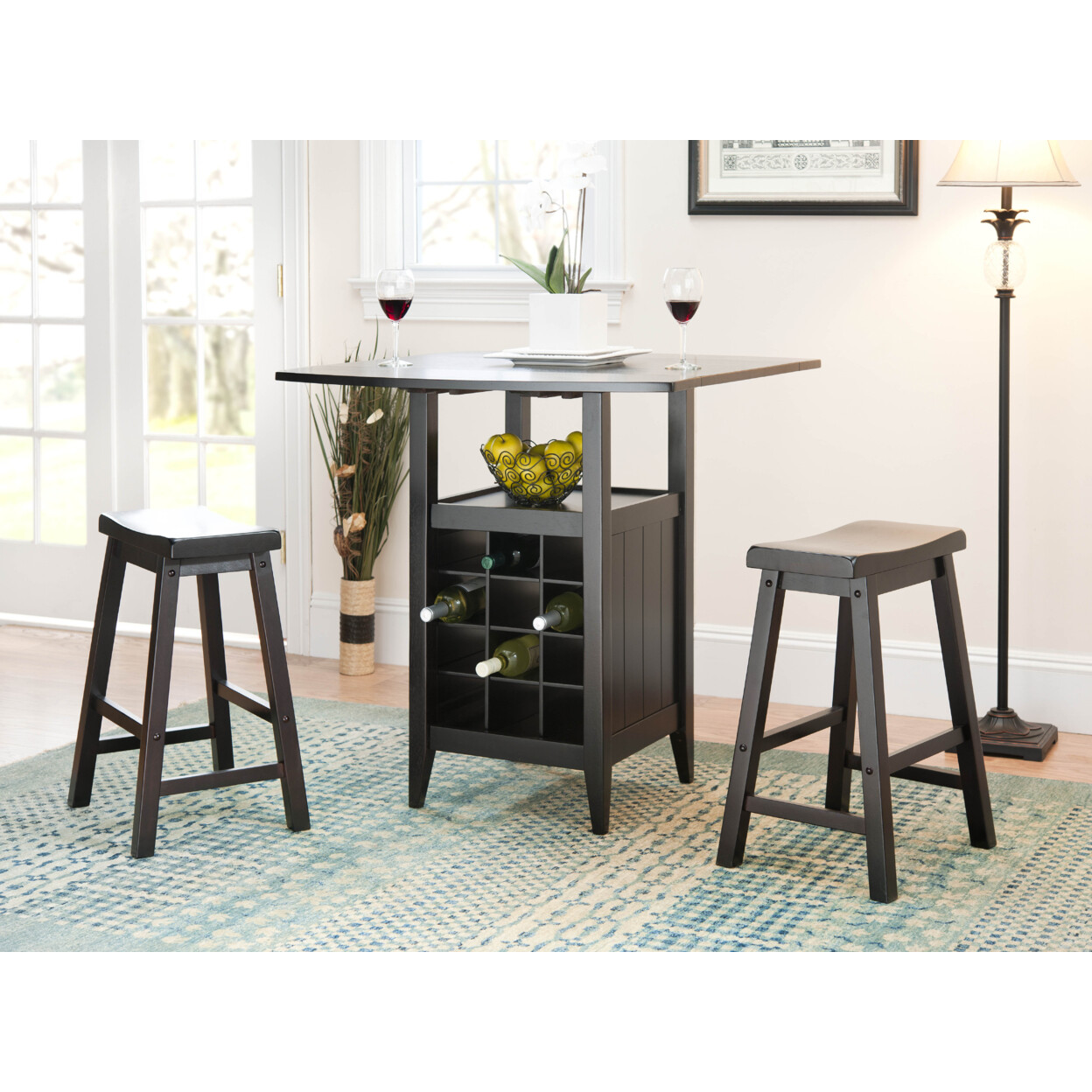 SAFAVIEH Casey 3 Pc Set Drop Leaf Pub Table | Espresso |