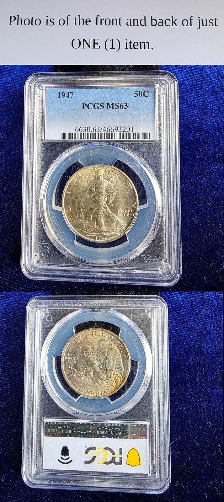1947 Walking Liberty Half Dollar PCGS MS63 Last Year of Issue