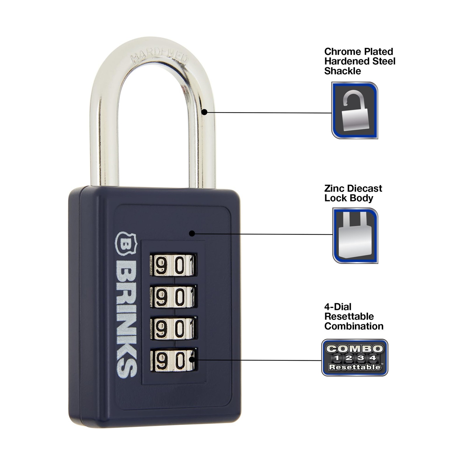 - Resettable - Body Chrome Plated Shackle Navy