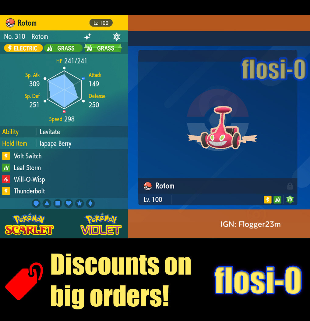 6IV Shiny Rotom Mow Pokemon Scarlet and Violet