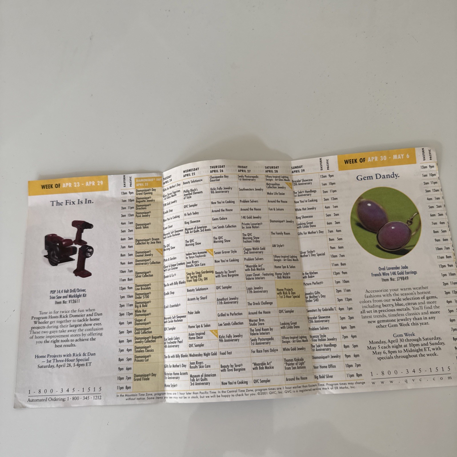 QVC Program - From April 23 through May 20, 2001