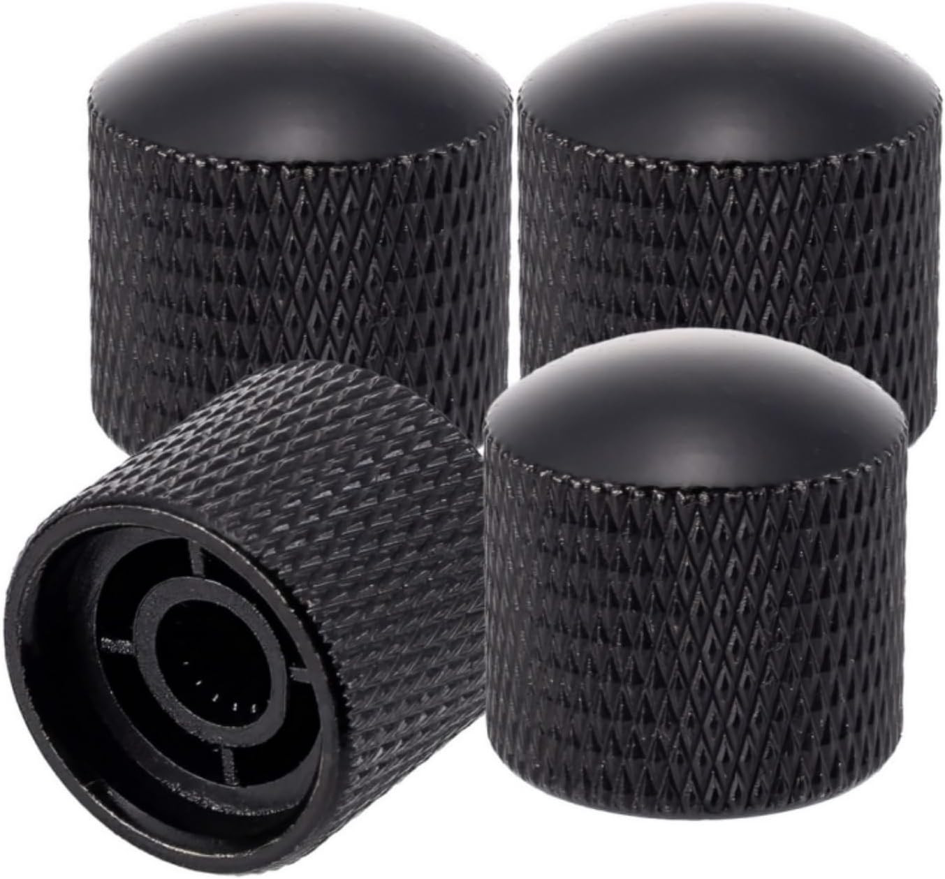 4Pcs Black Metal Guitar Control Knob Volume Tone Control Dome Knobs Guitar Bass