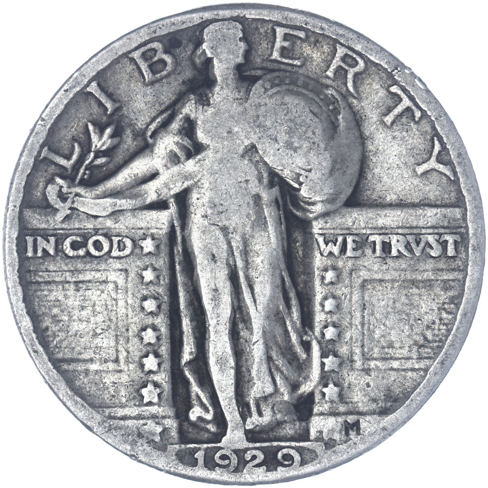 1929 (P) Standing Liberty Quarter 90% Silver Fine FN See Pics J109