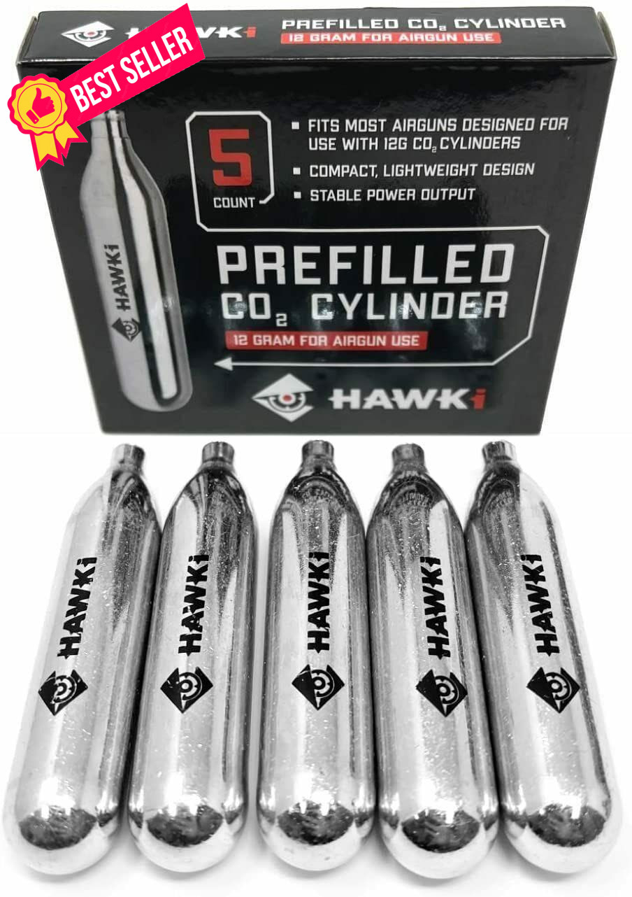 Hawki CO2 12 gram Cartridges for Air 12g, 12g Cylinders (5 Pack)