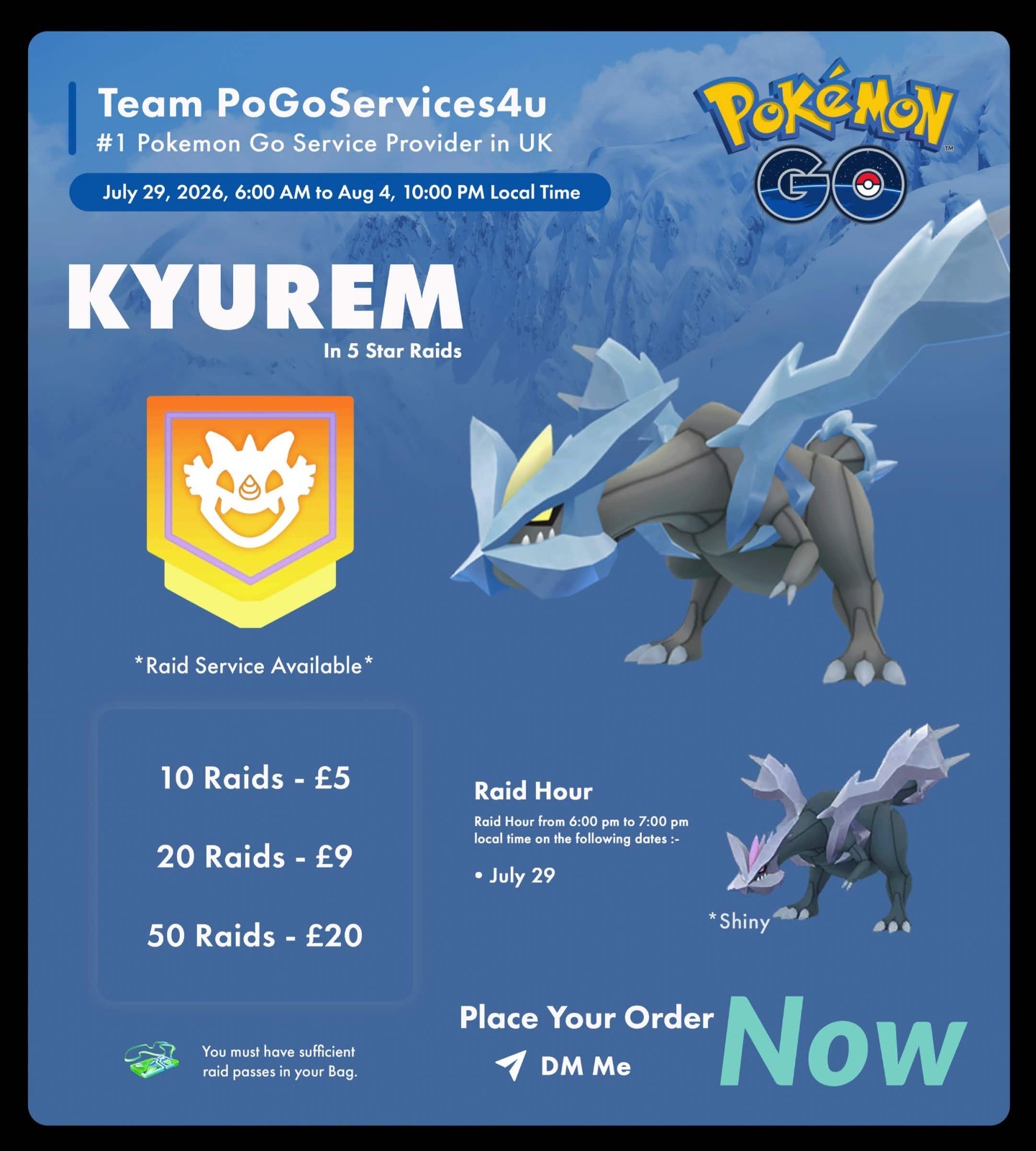 Pokèmon Go Kyurem x10/FAST/READ Description