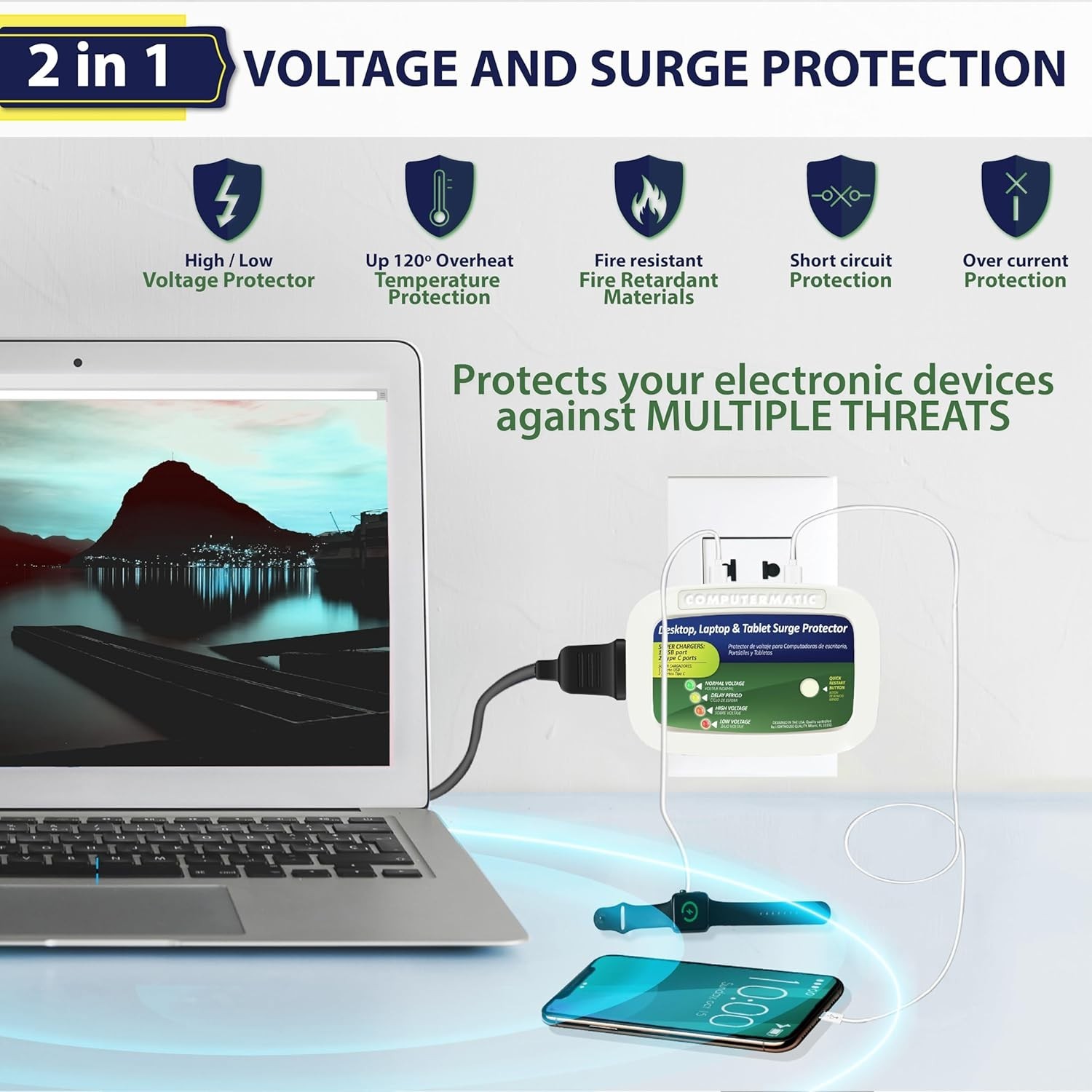 Two Electronic Voltage Surge Protector Combo for Your Devices: Computers / TV