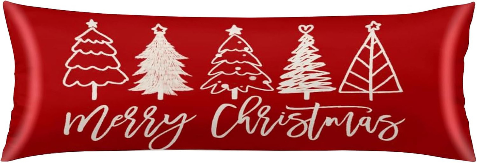 Silk Satin Body Pillow Cover for Hair and Skin Merry Christmas Long Pillow Case