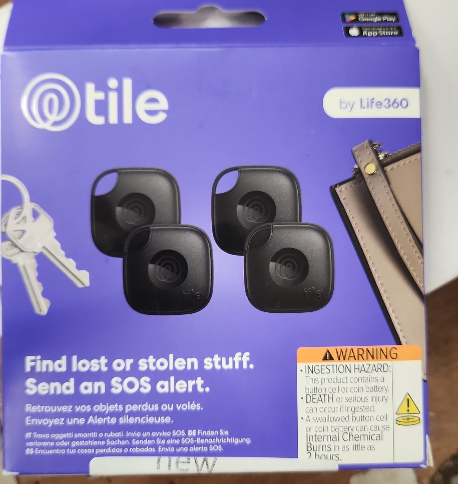 Tile GPS Trackers 4-Pack by Life360 – Bluetooth Finders, New