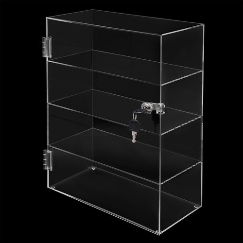 Acrylic Display Case Countertop Clear Box Dustproof Shelves Showcase W/ Lock USA