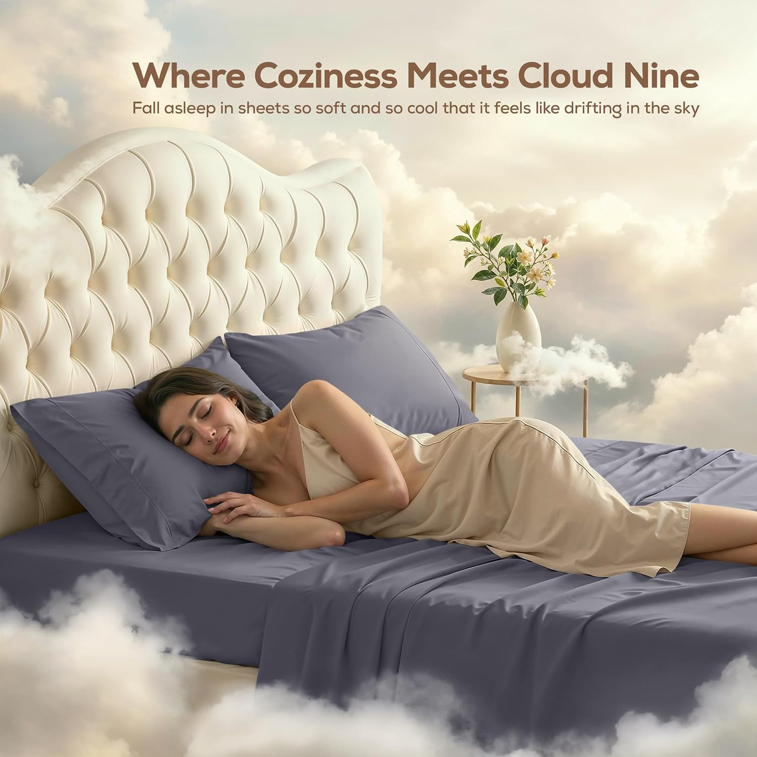King Size Sheet Set – 4 Piece Bed Sheets, Soft and Breathable Microfiber, Includ