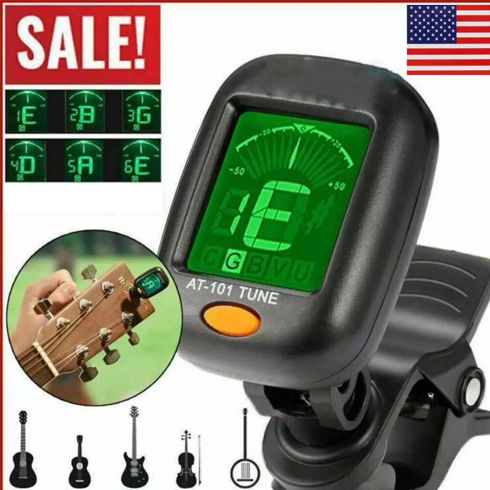 For Electric Acoustic Guitar Bass Ukulele Banjo Violin Chromatic Clip-On Tuner