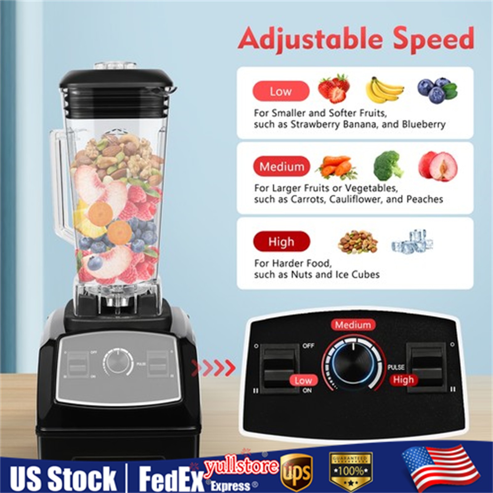 Professional Blender 3HP 2L Heavy Duty Commercial Blender Mixer Juicer 2200W NEW