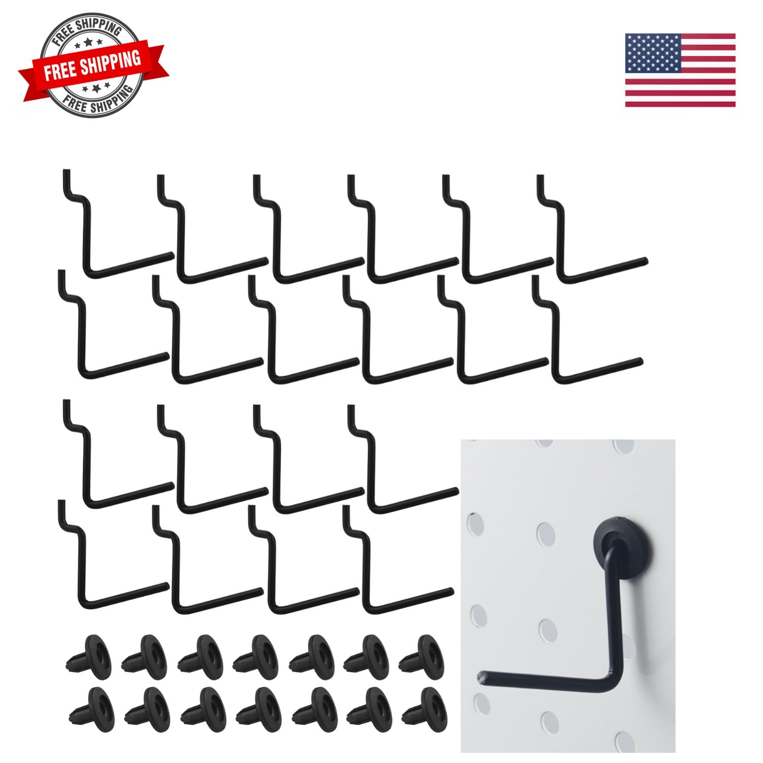 Pegboard Hooks Accessories - 20 Set Plier Holders L Type Hooks Fit 1/4 Pegboa...