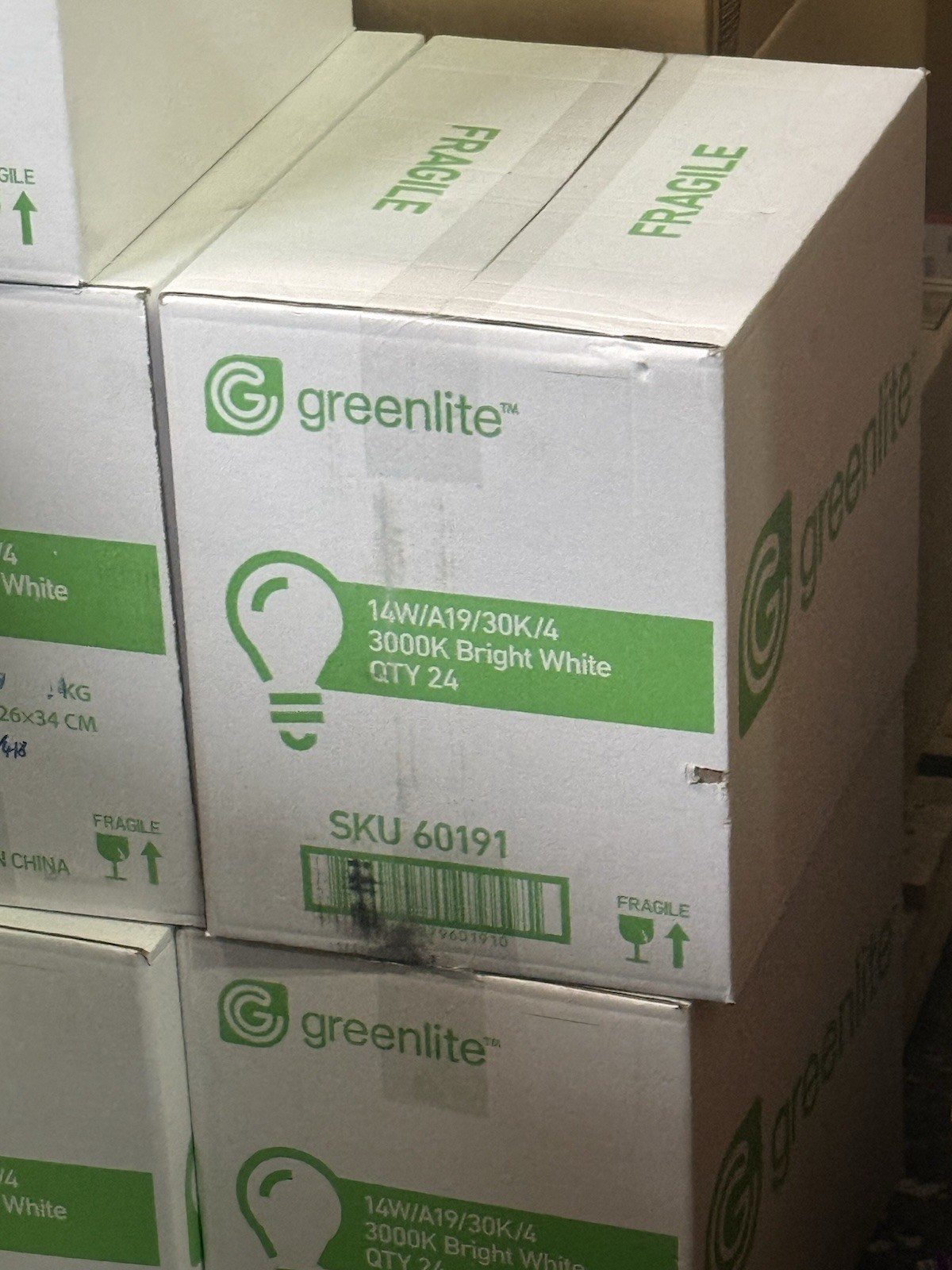 Greenlite 100w Equivalent LED Bright White Light Bulb 3000k case 96 count