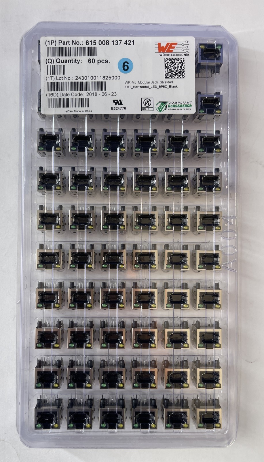 (Lot of 10) NEW Wurth Elektronik WR-MJ Modular Jack Shielded Horizontal LED 8P8C