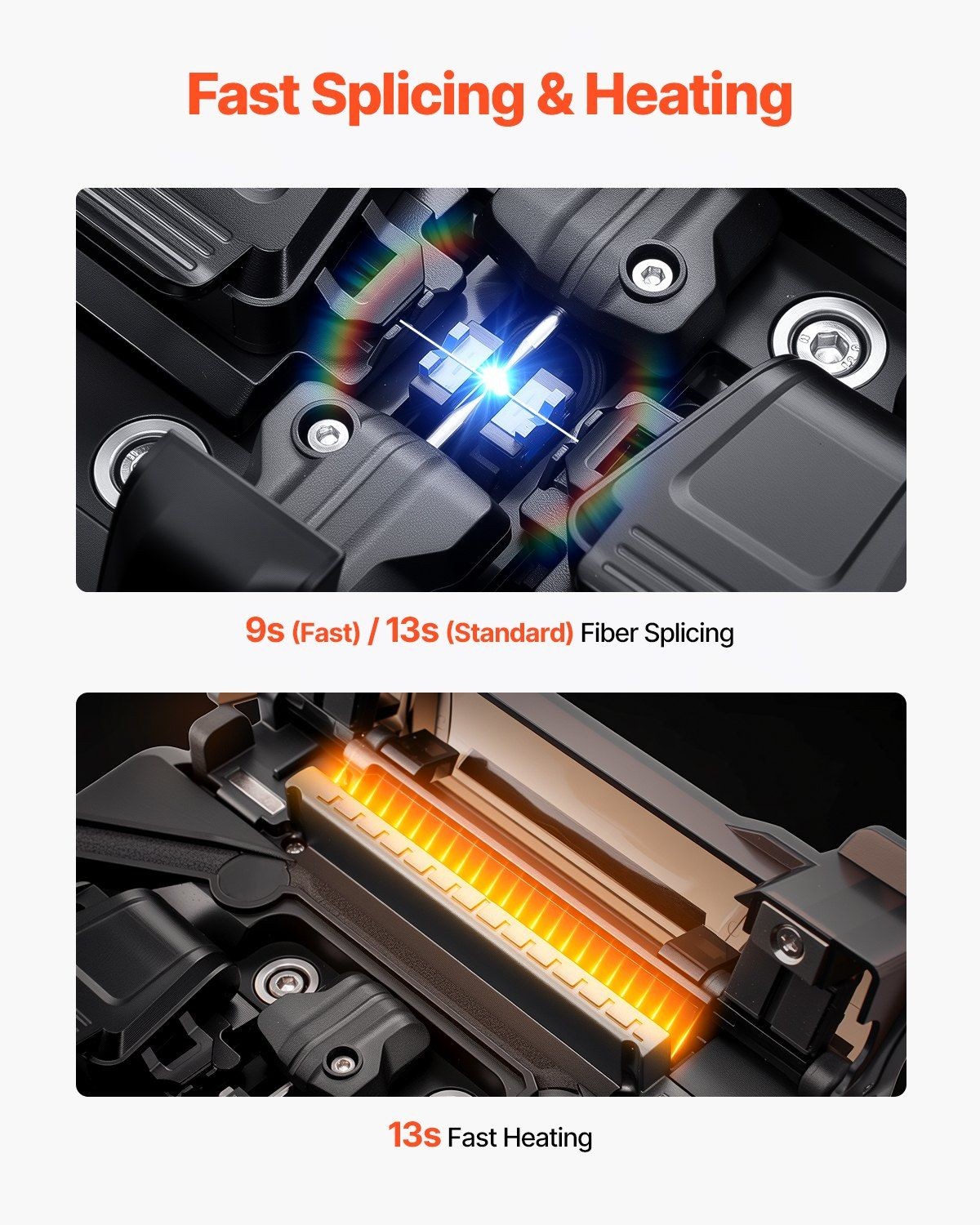 Fiber Optic Fusion Splicer 5" Screen 6 Motor Core Clad Alignment