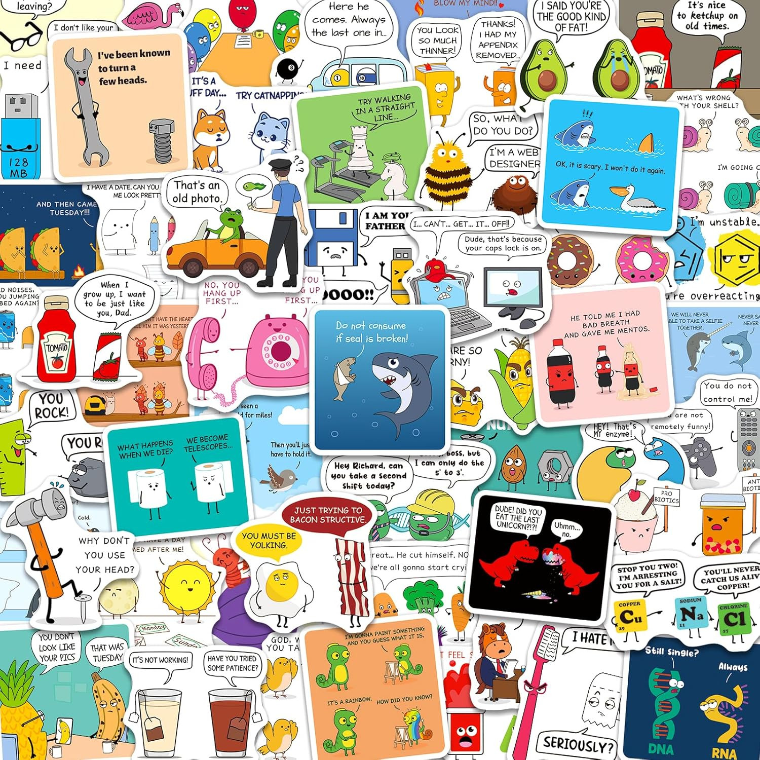 200PCS Funny Joke Stickers for Kids Teens, Funny Dialogue Stickers for Water Bot