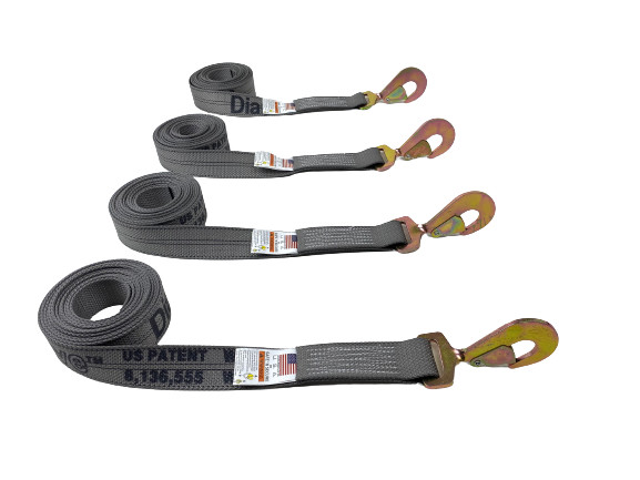 2" x 14' GREY DIAMOND WEAVE Strap with Twisted Snap Hook (Pack of 4)