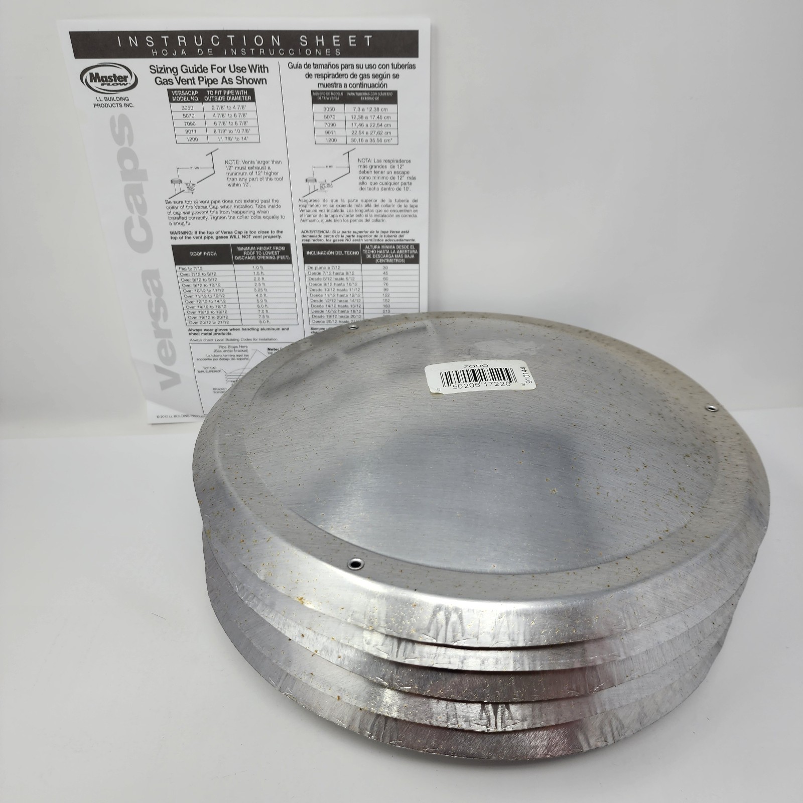Master Flow Adjustable Flue Versa Cap 7090 Aluminum Fits Pipes 7" to 9"