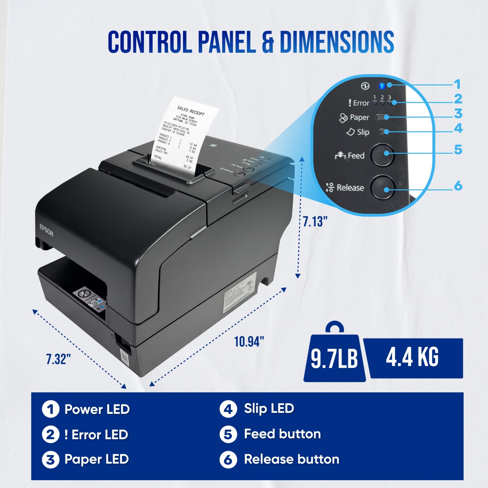 Epson TM-H6000V Multi-function POS Receipt Printer Endorser USB LAN No Adapter