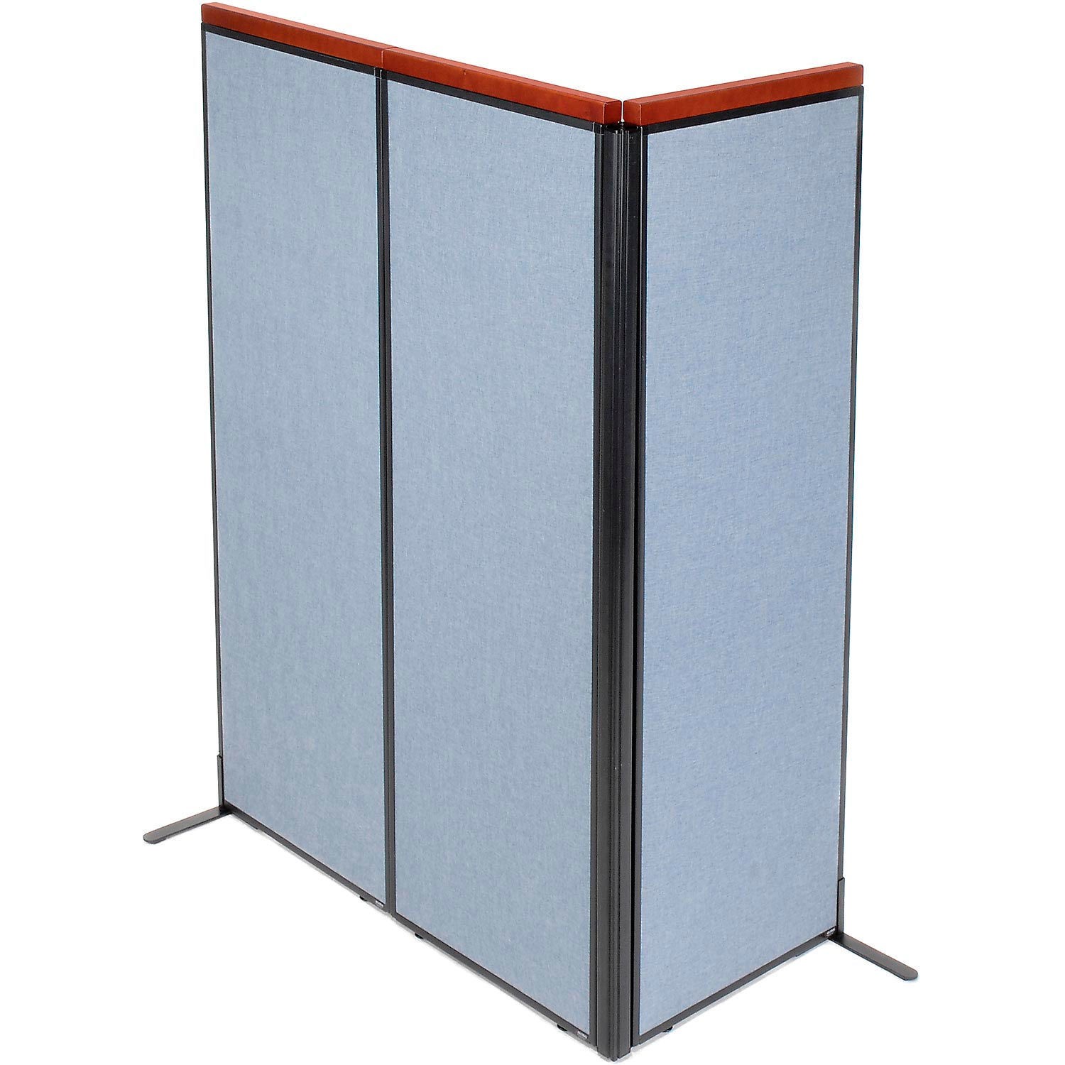 24-1/4"W x 73-1/2"H Deluxe Freestanding 3-Panel Corner Room Divider Blue