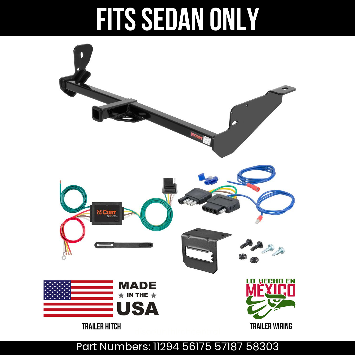 For 00-03 Ford Focus Trailer Hitch w/ 5 Pin Wiring Fit Sedan Curt 2K 1.25" Tow