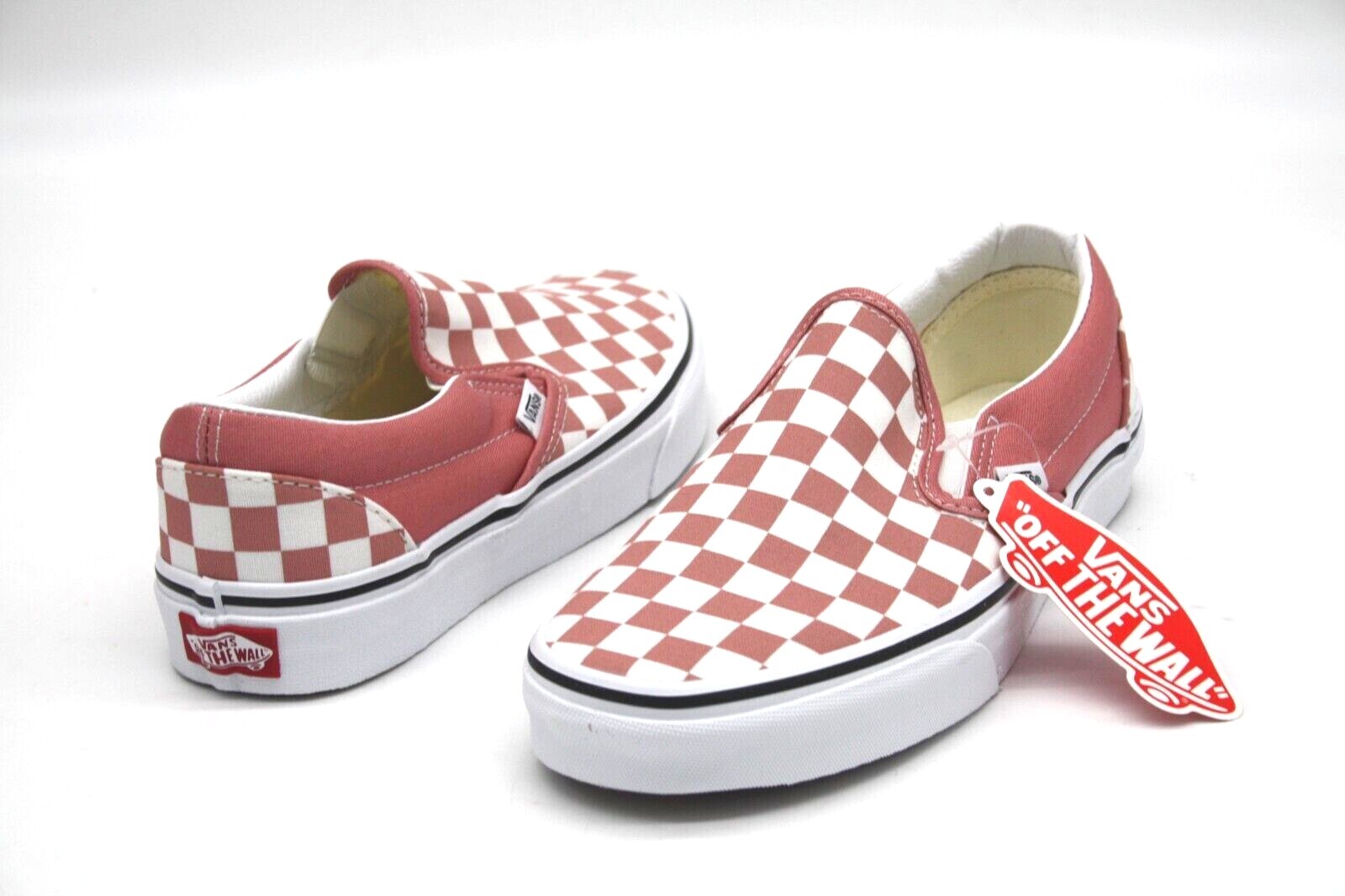 Vans Classic Slip On (Checkerboard) Rosette True White Womens SNEAKER
