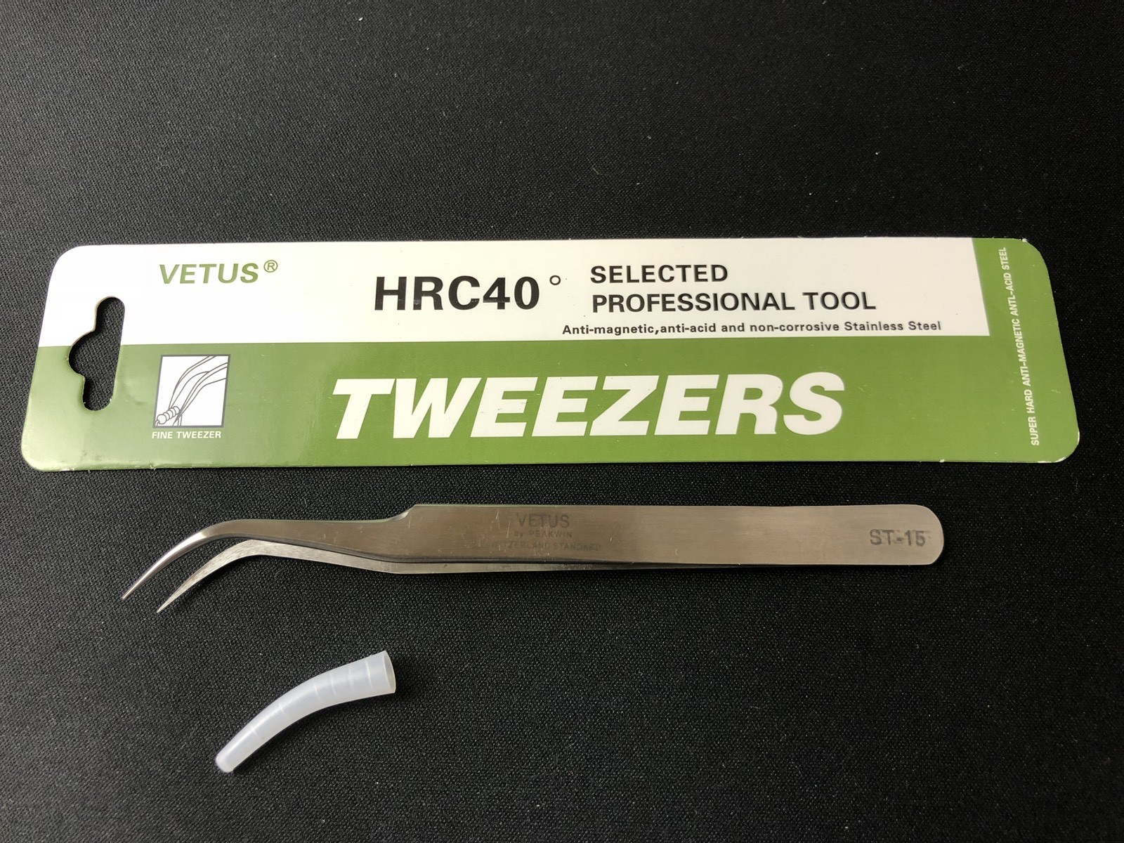 Vetus Stainless Steel Curved Bent tipTweezers St-15