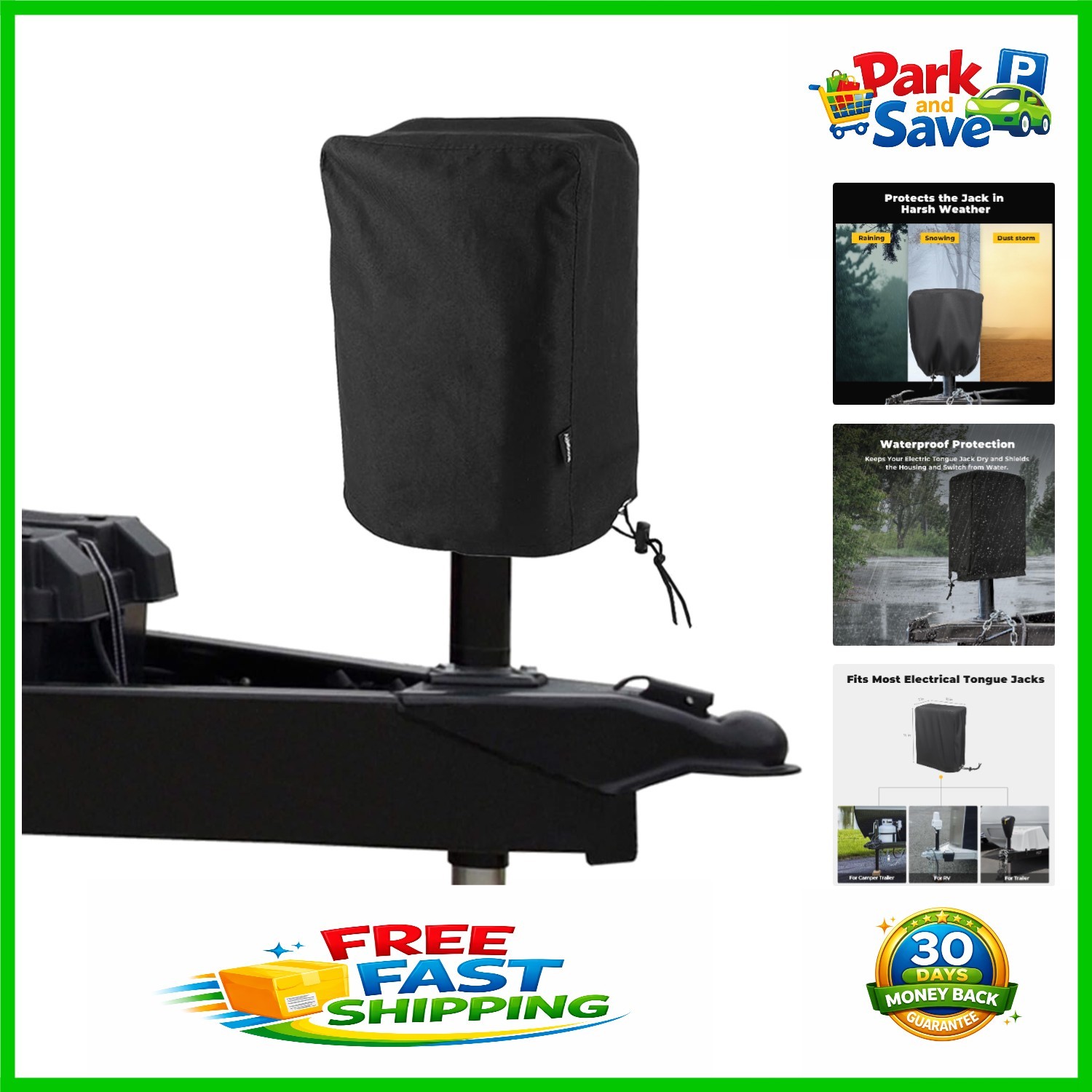 600D Waterproof Electric Tongue Jack Cover - Universal Fit 14″H x 5″W x 10″D