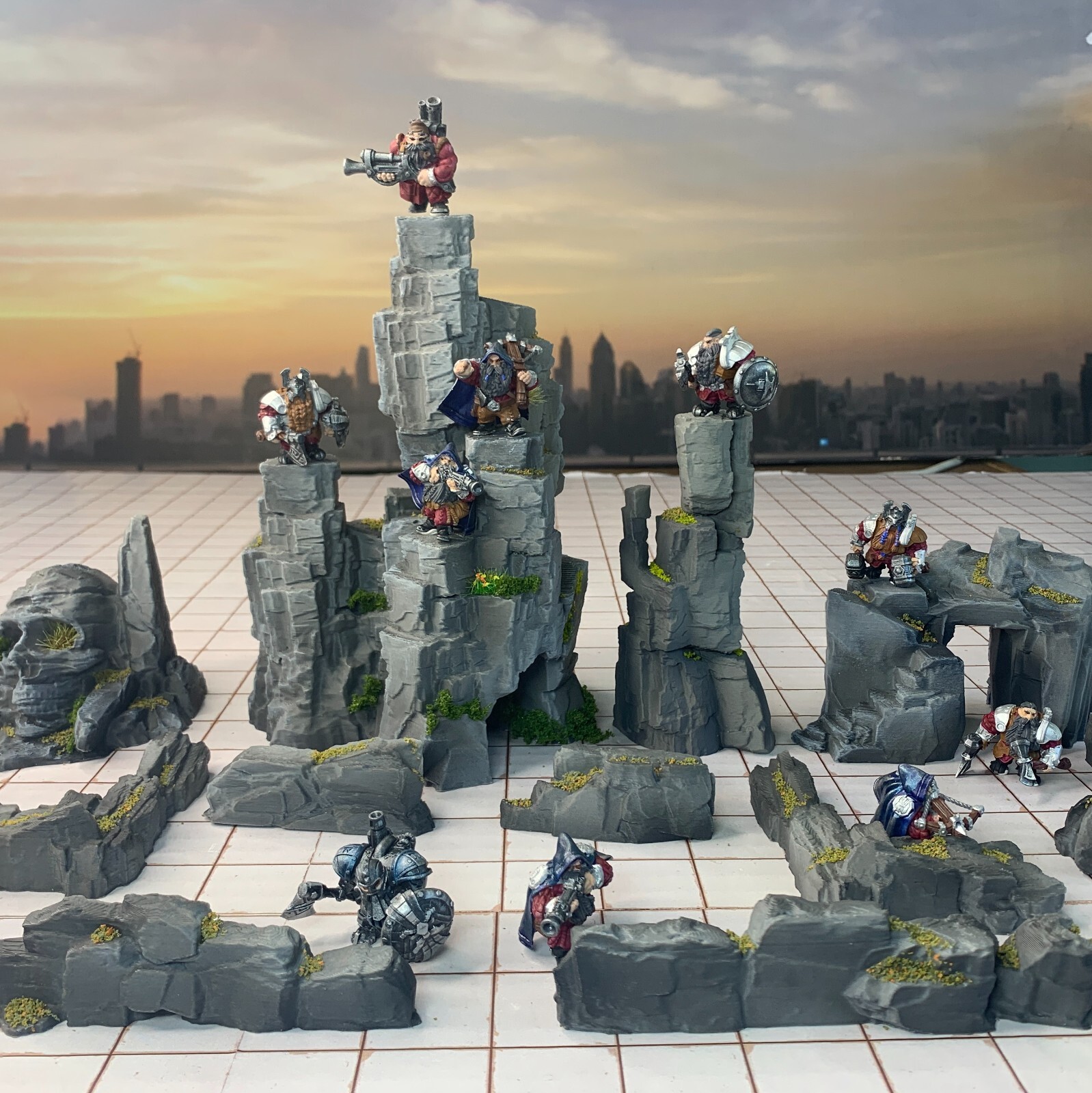 Huge Rock Stones Set Hand Painted Wargame Terrain and Scenery With Cave Entrance