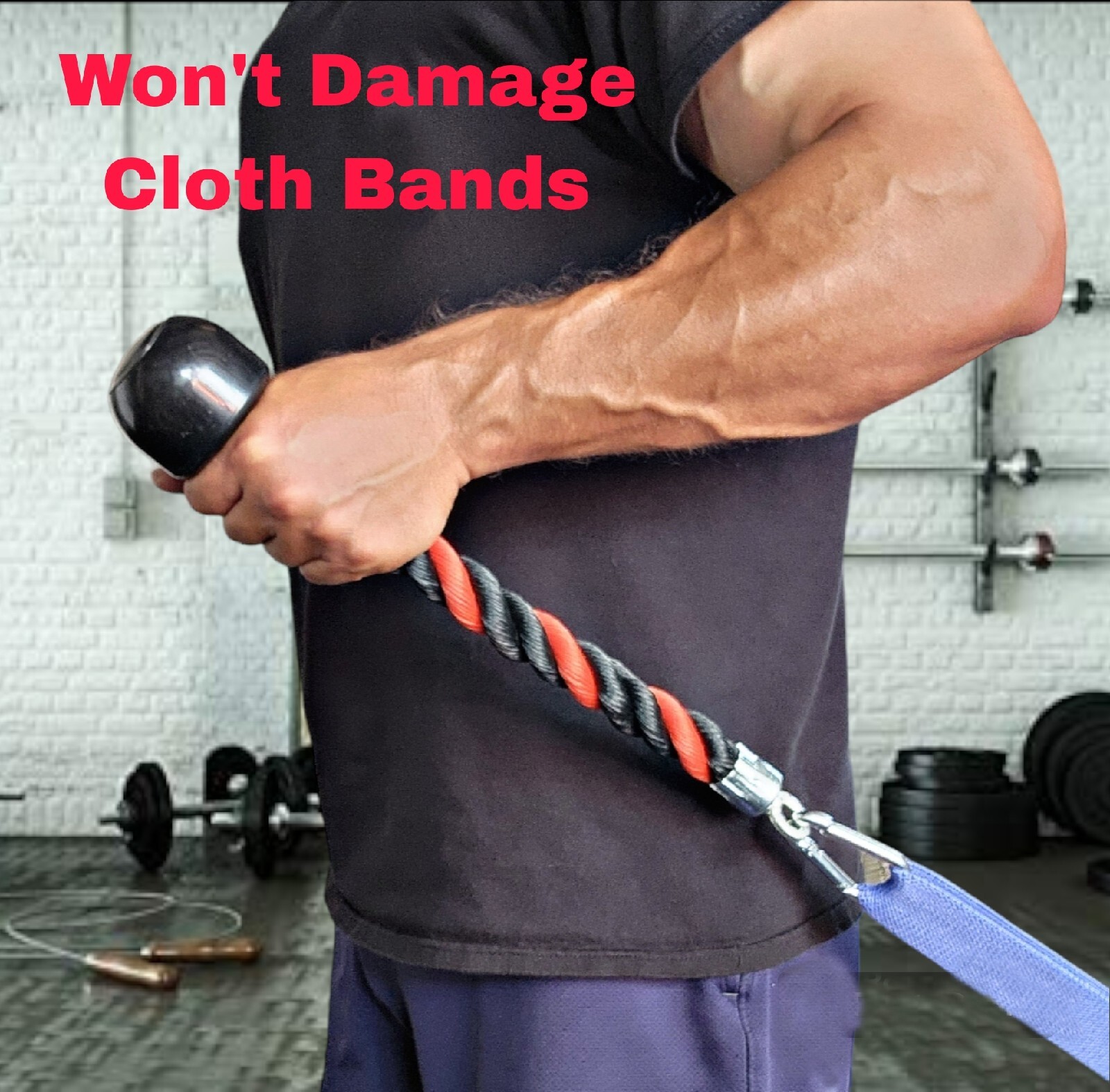 Tricep Rope Single Press Push Down Fitness Gym Cable Machine Attachment Exercise