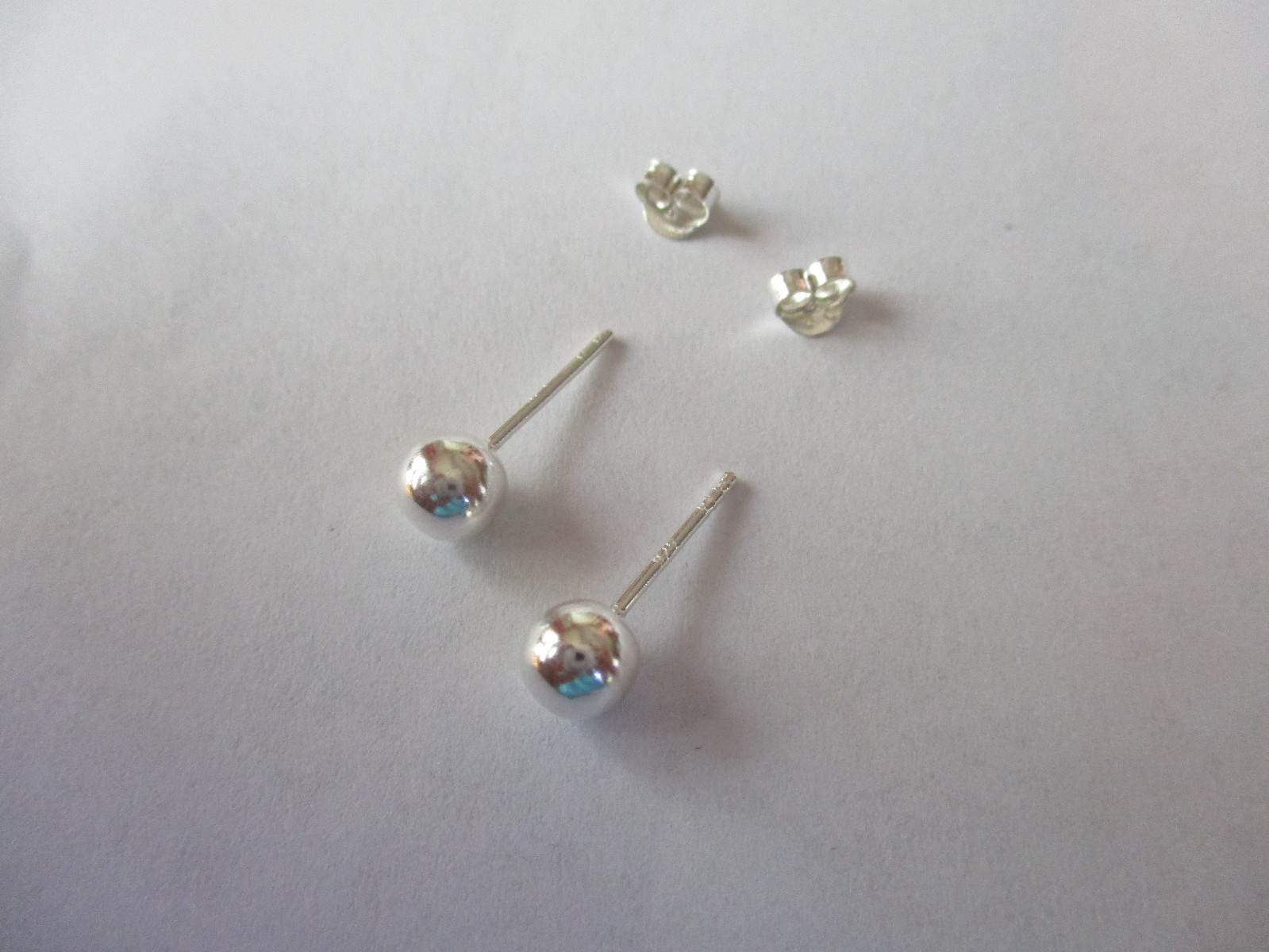 Sterling Silver Ball Earrings High polished 925 Silver 6mm round
