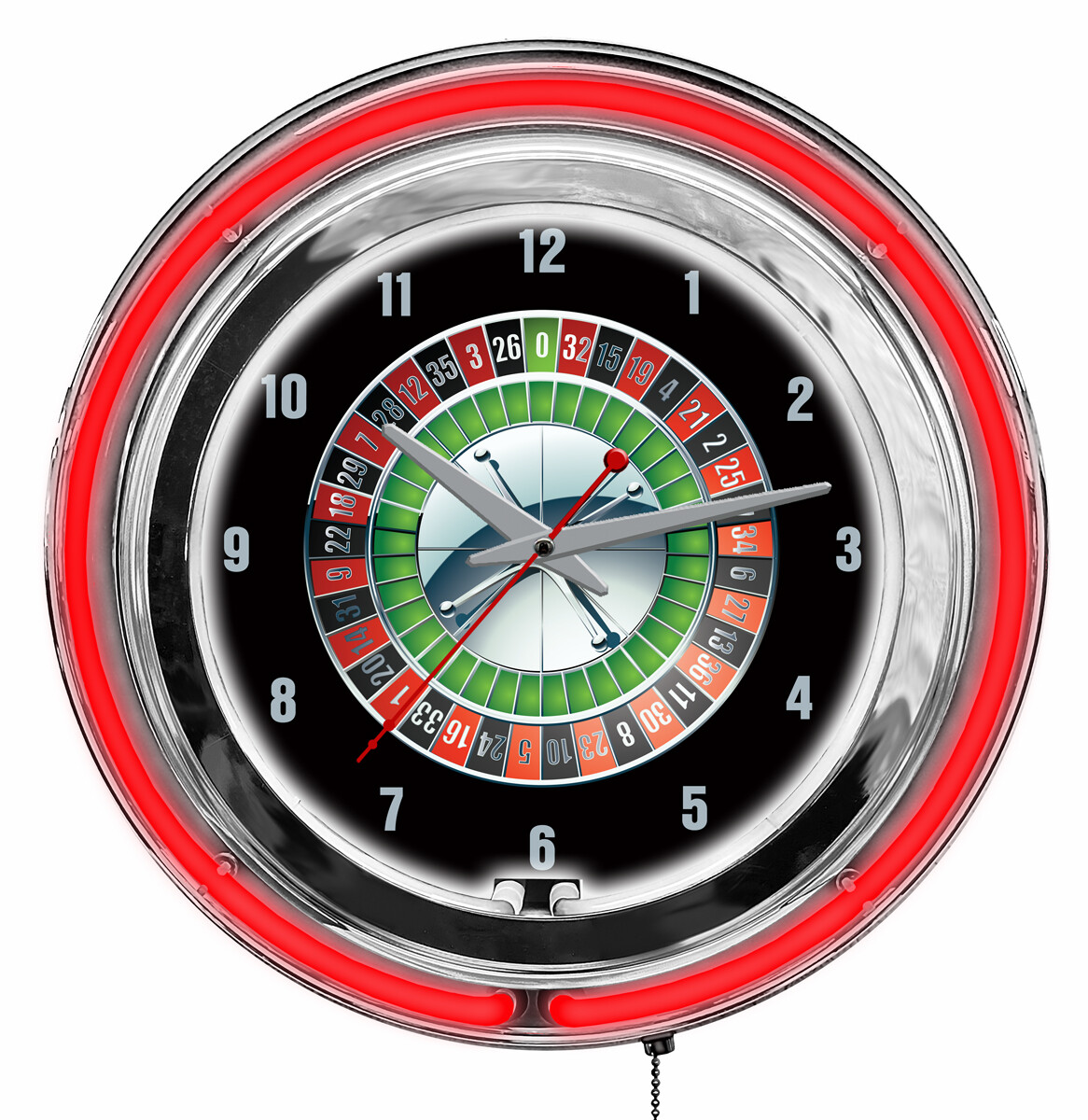 Roulette Wheel Table Gambling Vegas Casino Layout Sign 2 Ring Neon Clock