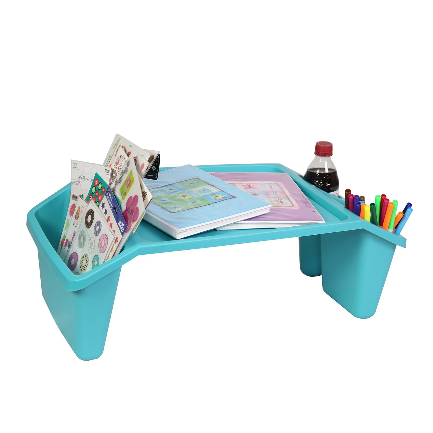 17.9" Cushioned Lap Desk with Storage Compartment Teal Portable