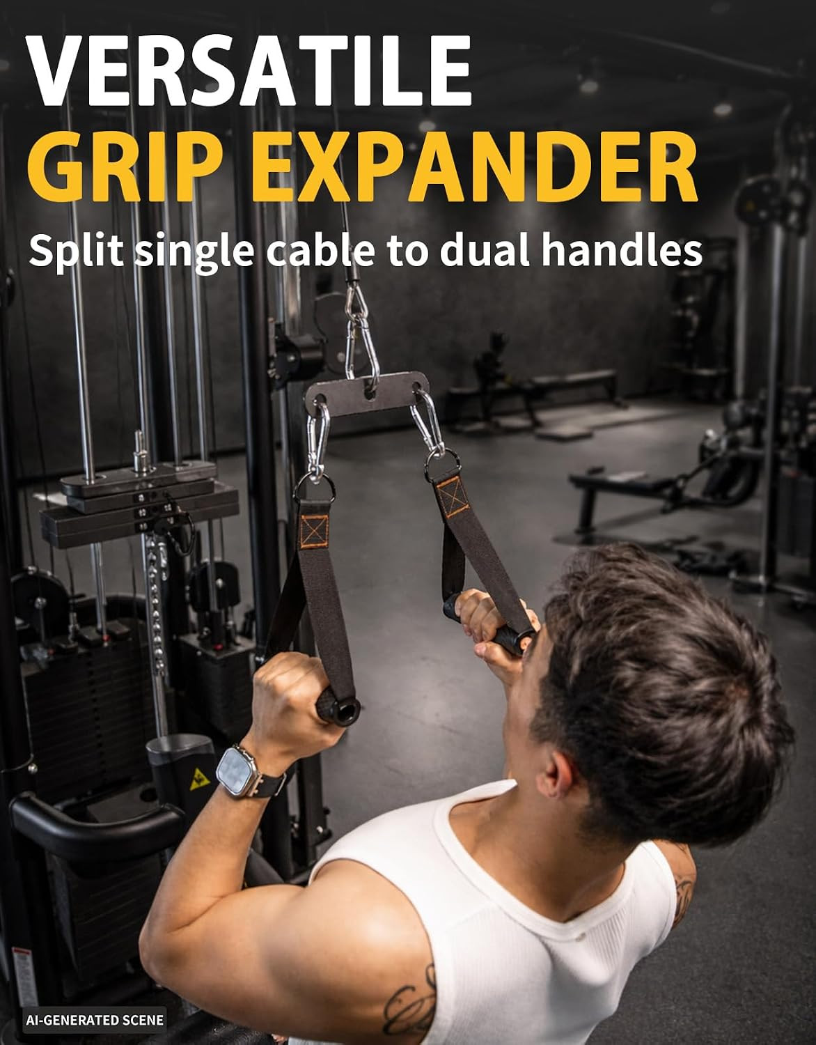 2 to 1 Cable Attachment Adapter Adjustable LAT Pull Down Bar Cable Machine
