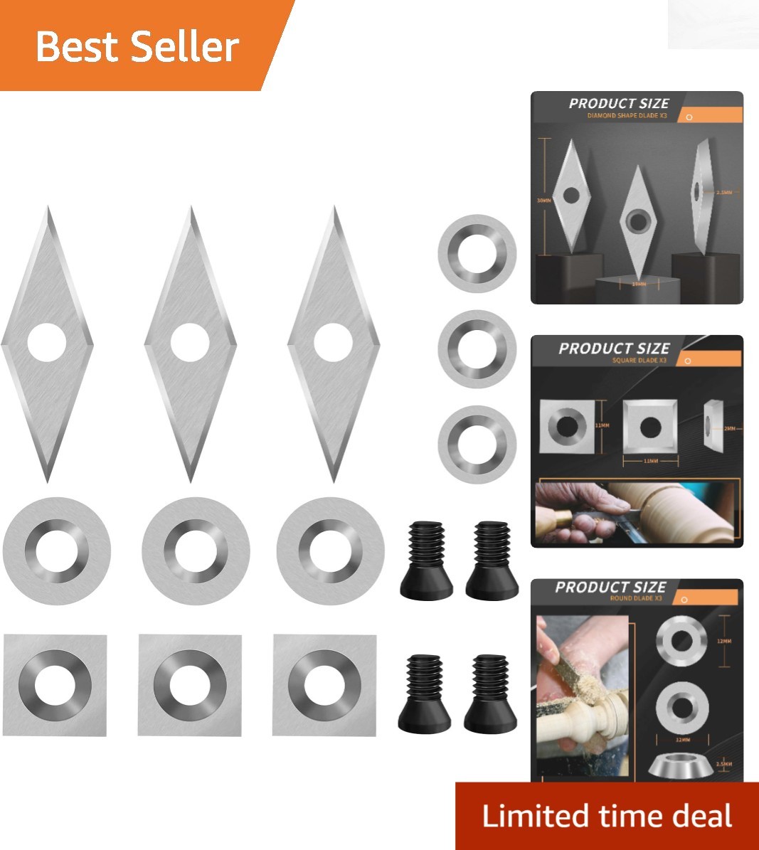 High-Performance 12PCS Carbide Inserts for Wood Lathe - Easy to Use & Maintain