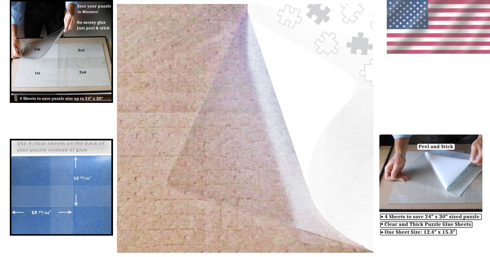 Extra Large Clear Glue Sheets for Puzzle Framing – 20 Thick Adhesive Sheets