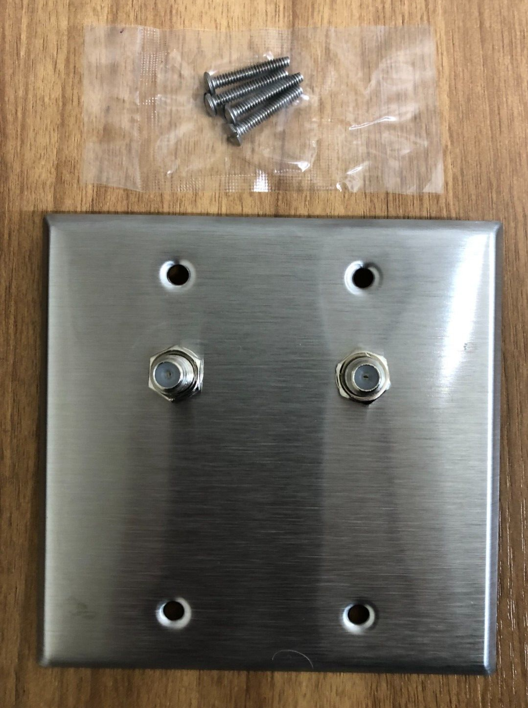 Leviton Stainless Steel 2 Gang 2 Coax Connector Wall Plate