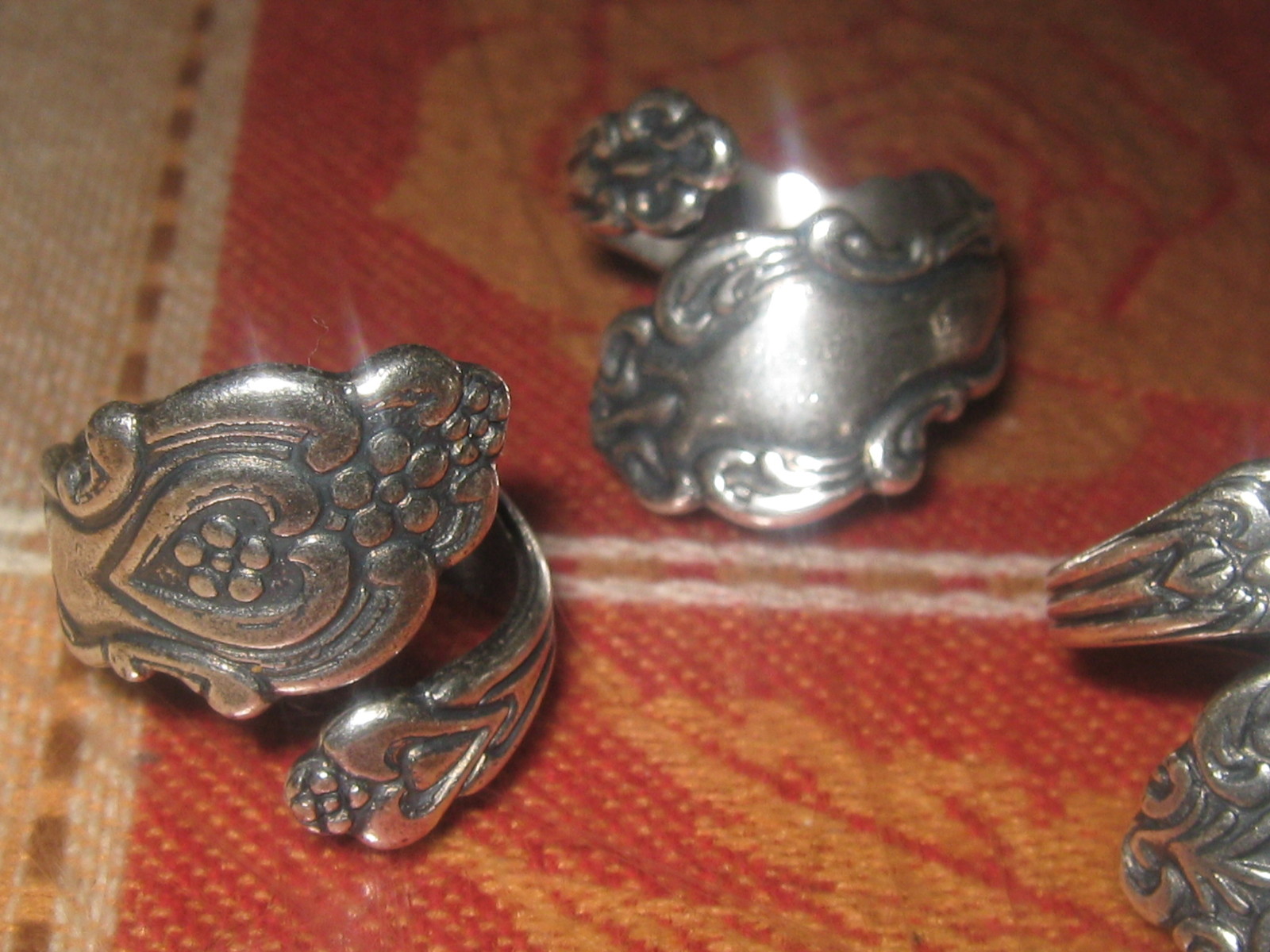 Wholesale Lot 5 Vintage Style Adjustable Antique Silver Spoon Rings Floral Heart