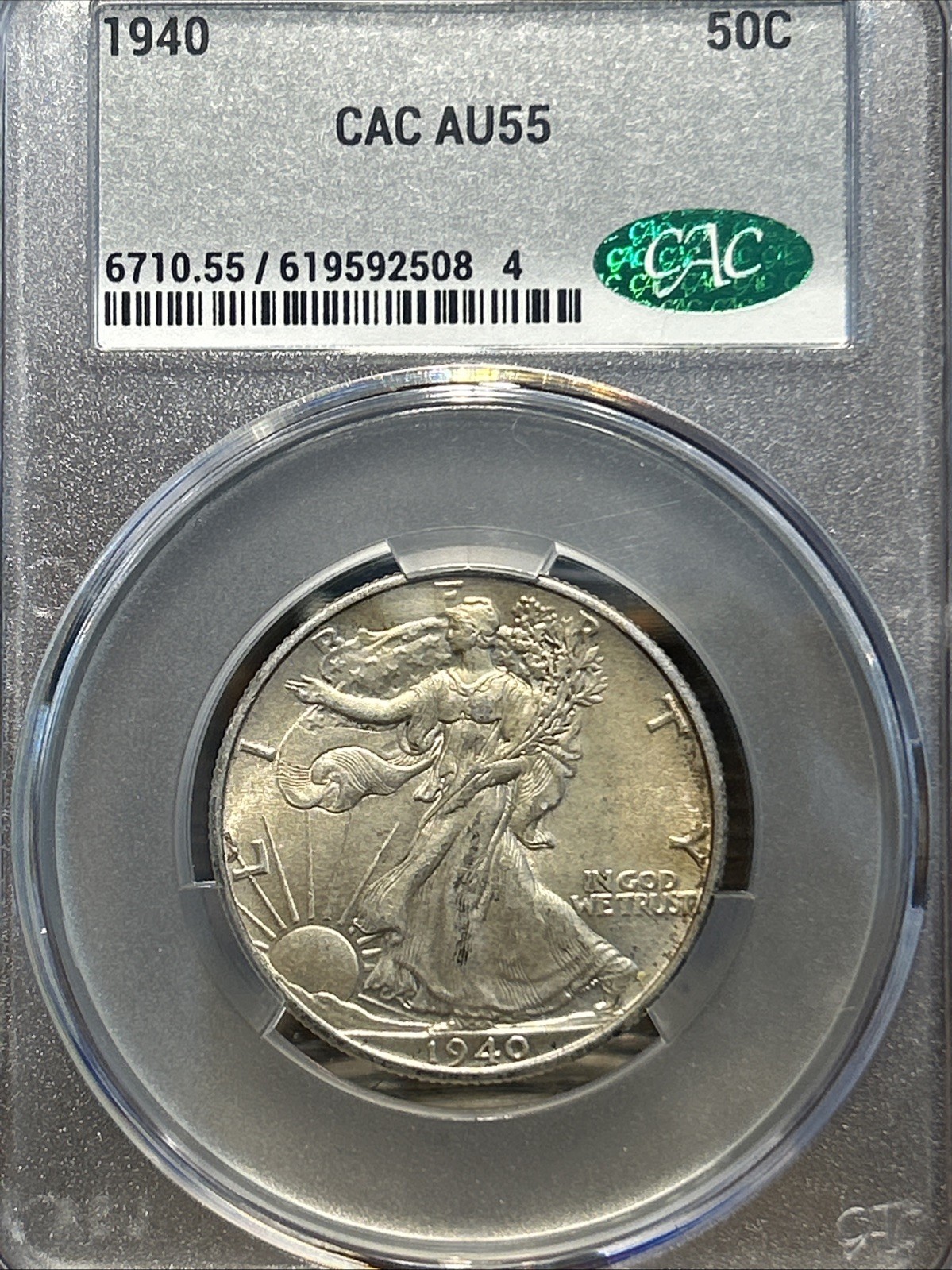 1940 Walking Liberty Silver Half Dollar CAC AU55 Nice Solid Original Coin! CACG