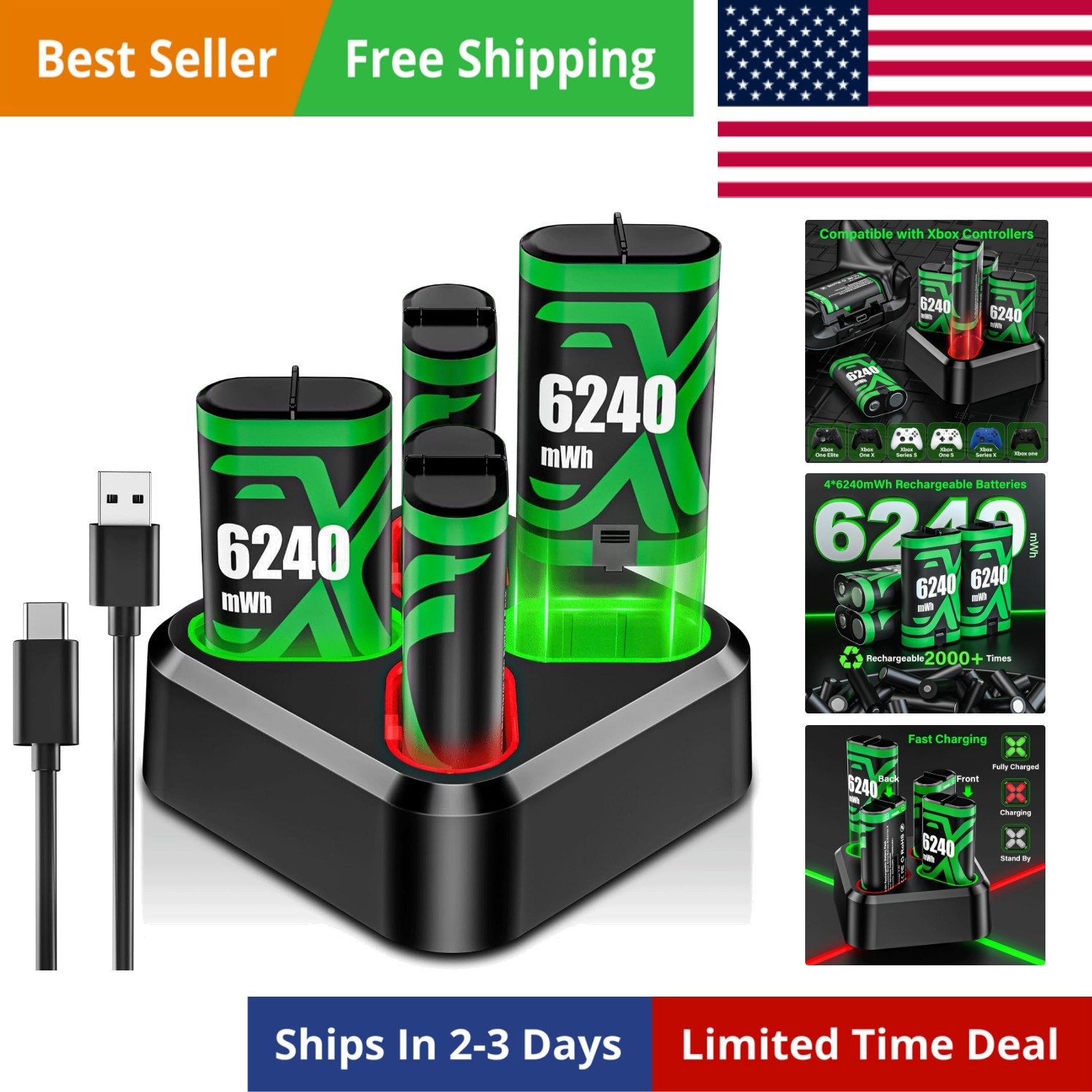 Rechargeable Xbox Controller Battery Pack for Xbox one/Xbox One S/Xbox X/Xbox...