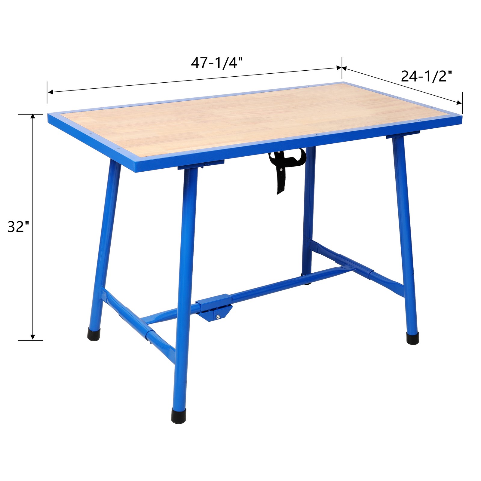 Foldable Work Bench, 660Lbs Load Capacity, Steel Frame, Blue