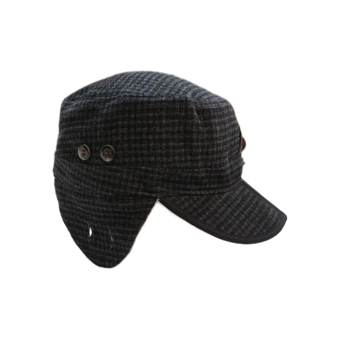 Outdoor Research Yukon Cap Hat Wool Poly Size Large Grey Plaid Ear Flaps Sherpa